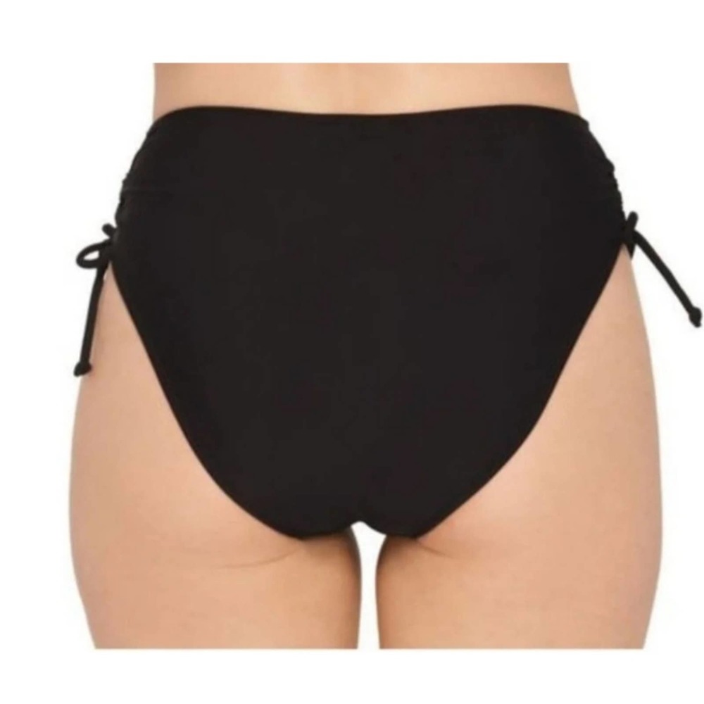 Arizona Jean Co High Waist Shirred Tie Side Bikini Swim Bottom Black Lg - Picture 4 of 10